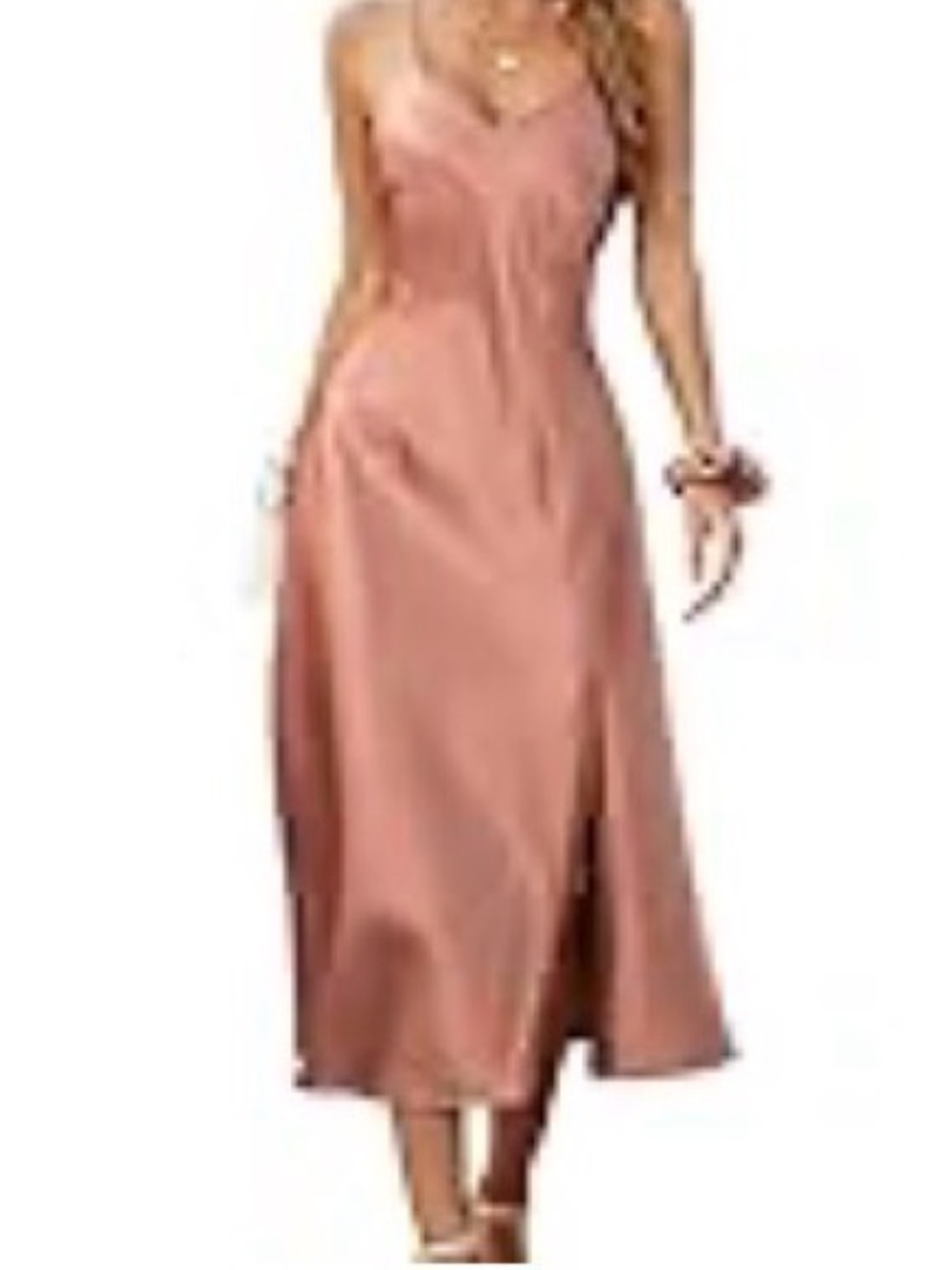 Alcea Rosea Satin Slip Dress XL Rust Brown Spaghetti Strap